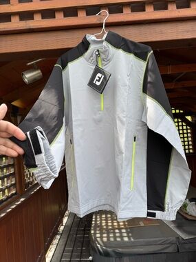 FootJoy Silver, Black & Lime Half-Zip Golf Windshirt